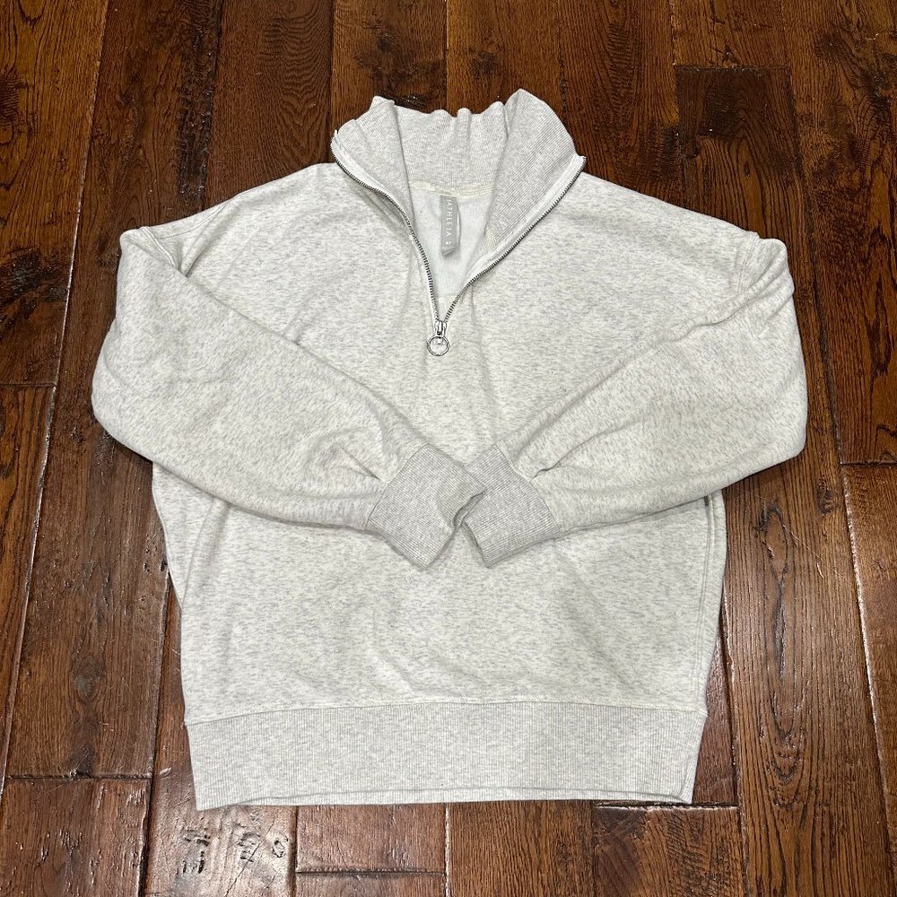 Athleta Kozy Karma Quater Zip Grey ST